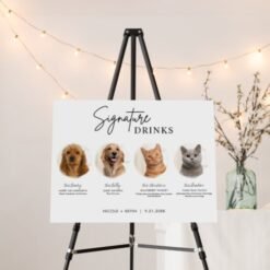 4 Pets Signature Drinks Sign Wedding Bar Sign