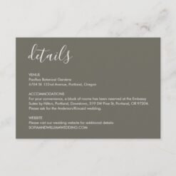 Boho Desert Gray Wedding Details Enclosure Card