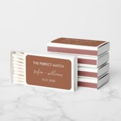 Boho Terracotta Wedding Favor Matchboxes