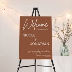 Boho Terracotta Wedding Welcome Sign Names Date