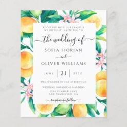 Budget Lemons Citrus Wedding Invitation