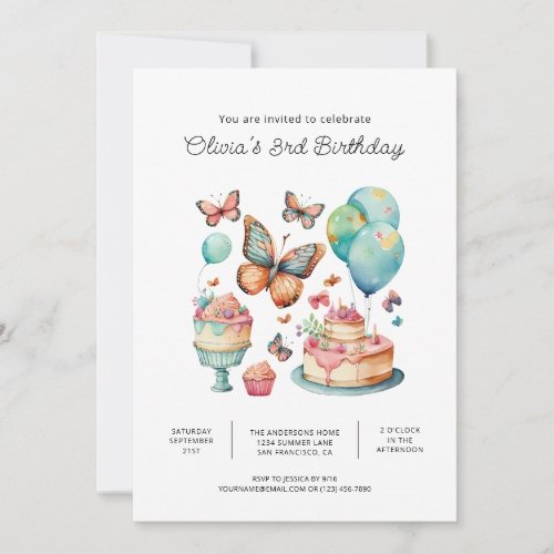 Butterfly Birthday Party Invitations