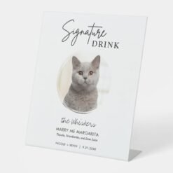 Cat Wedding Signature Drinks Cocktail Bar Pedestal Sign