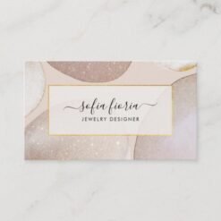 Chic Modern Blush Gold Glitter Jewelry Business Card