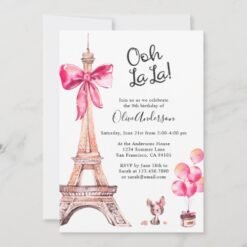 Cute Eiffel Tower Paris Birthday Invitations