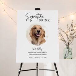 Dog Wedding Signature Drinks Sign Foam Board