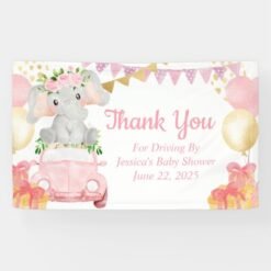 Elephant Drive By Baby Shower Welcome Sign Banner