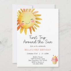 First Trip Around The Sun 1st Birthday Invitation