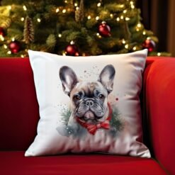 Frenchie French Bulldog Christmas Pillow