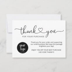 Modern Black White Business Thank You Cards