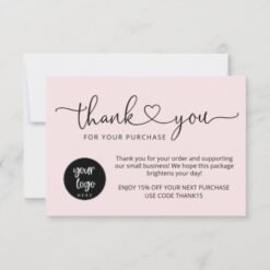 Modern Blush Pink Business Thank You Cards