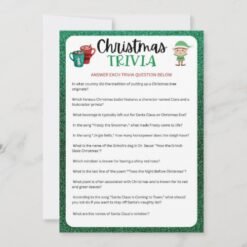 Printable Christmas Game | Christmas Trivia Game Holiday Card