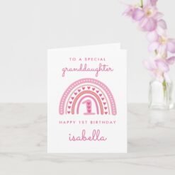 Rainbow Granddaughter First Birthday Card