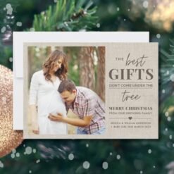 Rustic Pregnancy Announcement Christmas Card