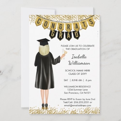 Unique Graduation Invitation Blonde Hair