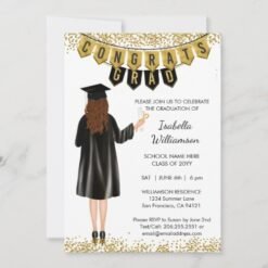 Unique Graduation Invitation Brown Hair