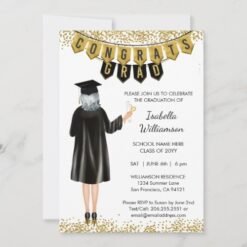 Unique Graduation Invitation Gray Hair