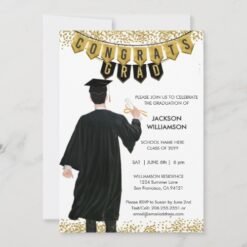 Unique Graduation Invitation Male Black Hair