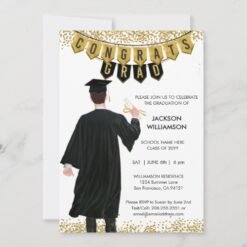 Unique Graduation Invitation Male Brown Hair