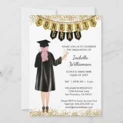 Unique Graduation Invitation Pink Hair