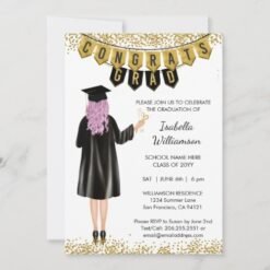 Unique Graduation Invitation Purple Hair