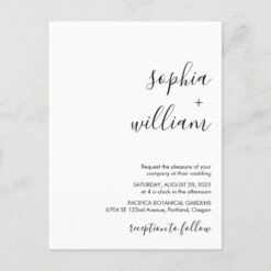 Modern Minimalist Wedding Invitation Postcard