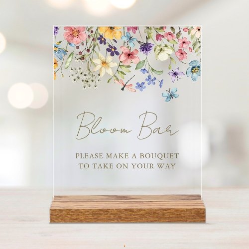 Flower Bouquet Bloom Bar Acrylic Sign