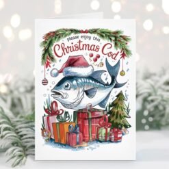 Christmas Cod Funny Fishing Christmas Card