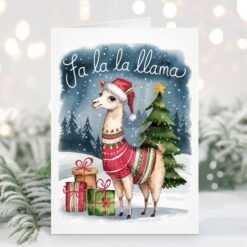 Cute Fa La La Llama Christmas Card