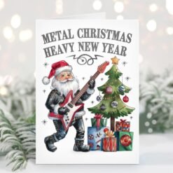 Funny Santa Heavy Metal Christmas Card